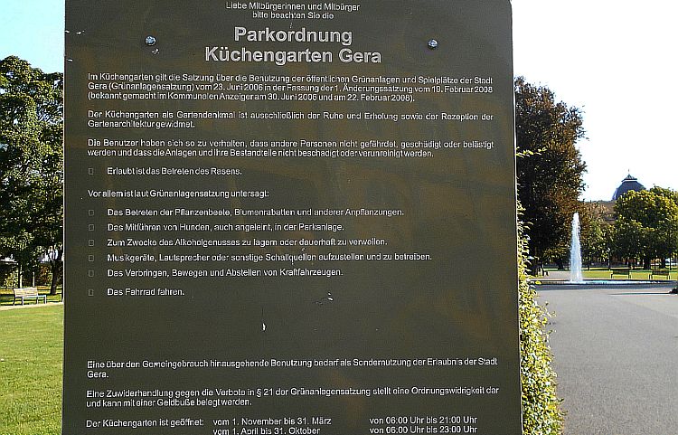 Gera: Hofwiesenpark und Küchengarten geschlossen