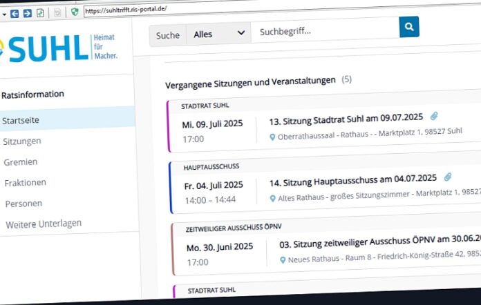 RIS Suhl screenshot Screenshot https://suhltrifft.ris-portal.de/