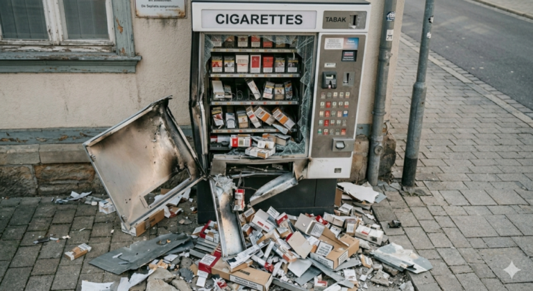 Explosion am Automaten: Zeugensuche nach versuchtem Zigaretten-Raub in Bad Langensalza