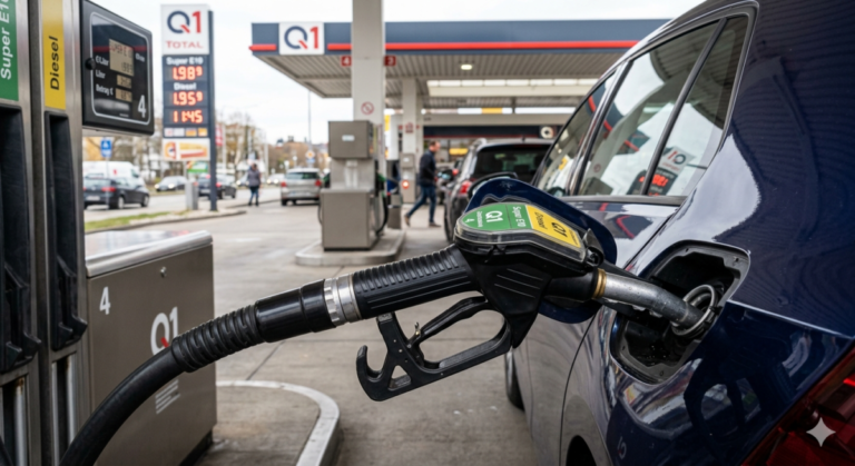 Tankstelle mit Zapfhahn in PKW